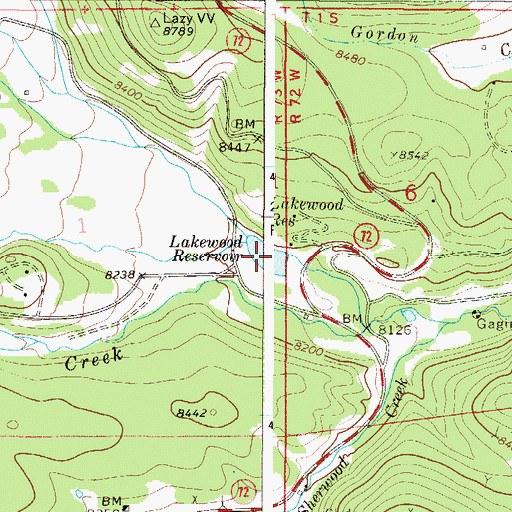 Topographic Map of Lakewood Reservoir, CO