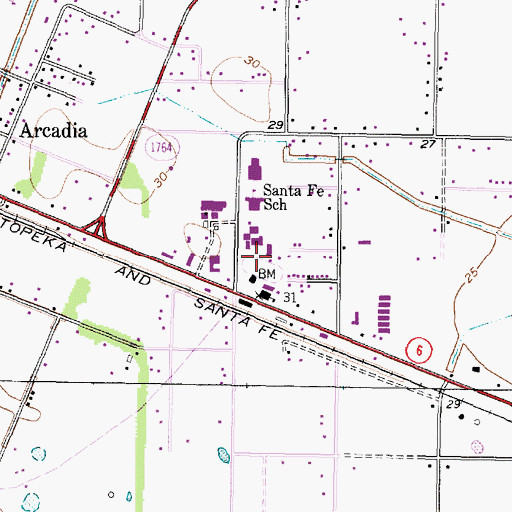 Topographic Map of Indian Stadium, TX
