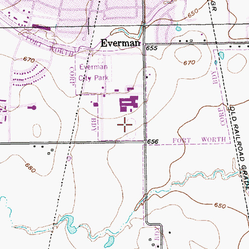 Topographic Map of J E Marr Stadium, TX