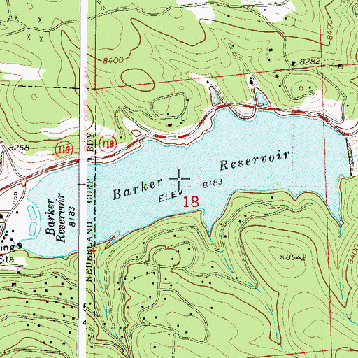 Topographic Map of Barker Reservoir, CO