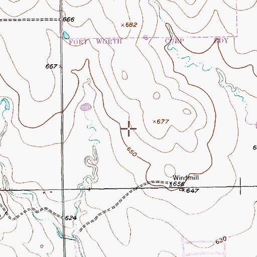 Topographic Map of Fossil Hill Middle School Football Field, TX