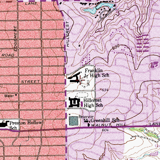 Topographic Map of Franklin Stadium, TX