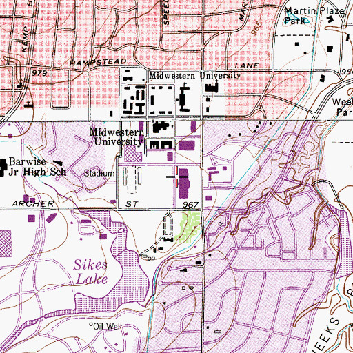 Topographic Map of D L Ligon Coliseum, TX