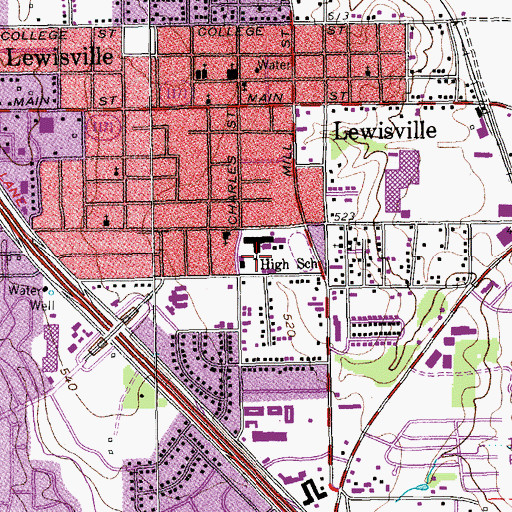 Topographic Map of Delay Middle School Football Field, TX