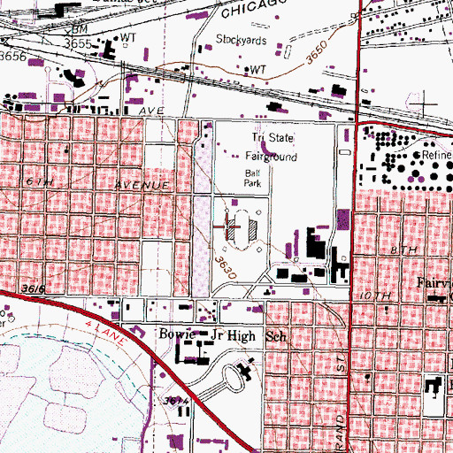 Topographic Map of Dick Bivins Stadium, TX
