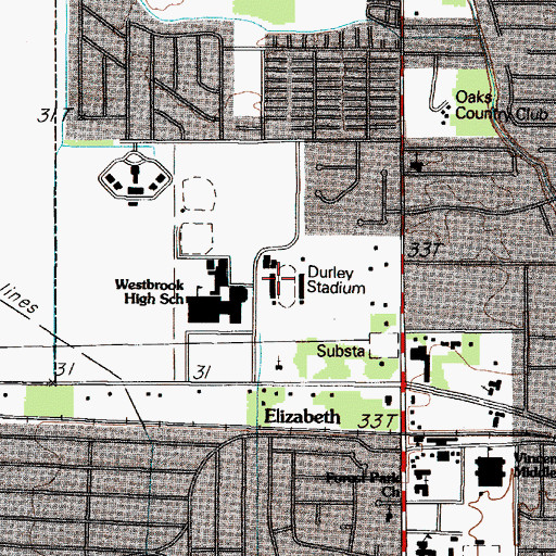 Topographic Map of Durley Stadium, TX