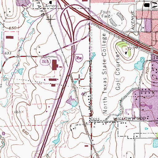 Topographic Map of Dwight Gailey Stadium, TX