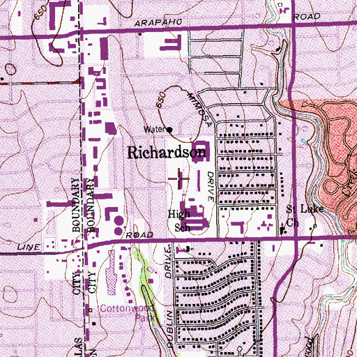 Topographic Map of Eagle-Mustang Stadium, TX