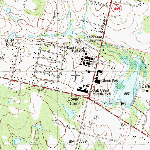 Topographic Map of East Central Stadium, TX