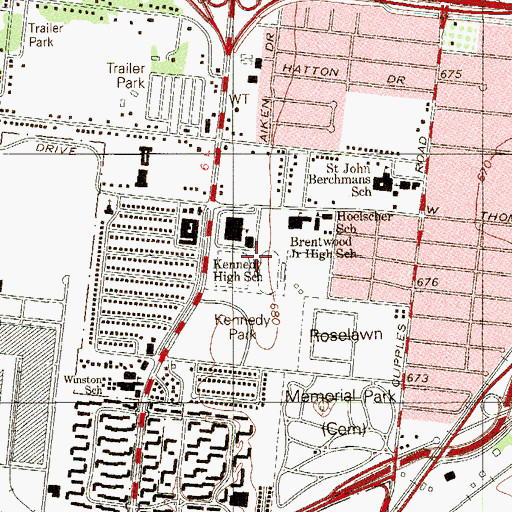 Topographic Map of Edgewood Stadium, TX