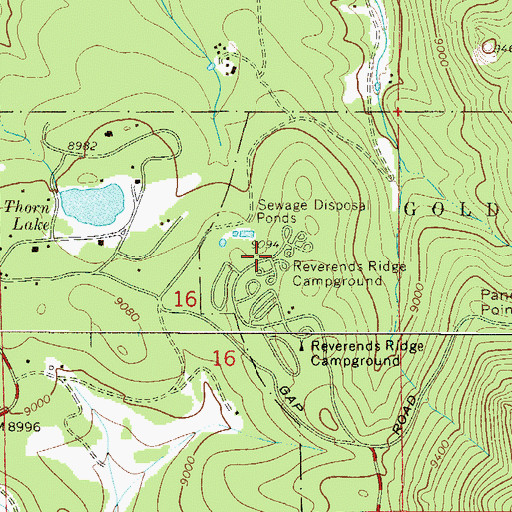Topographic Map of Reverends Ridge Campground, CO