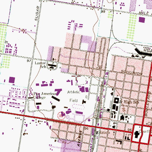 Topographic Map of Edinburg Baseball Stadium, TX