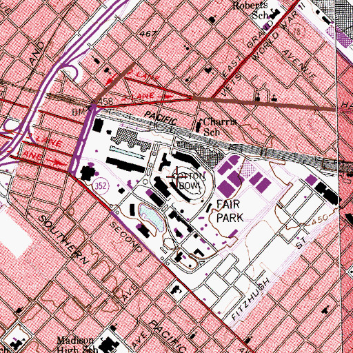Topographic Map of Cotton Bowl, TX