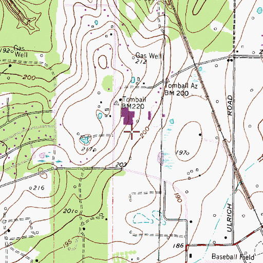 Topographic Map of Cougar Field - Tomball High School, TX