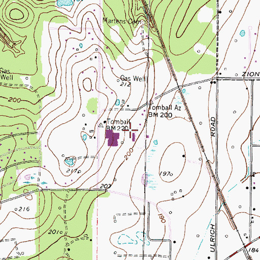 Topographic Map of Cougar Football Stadium - Tomball High School, TX