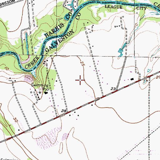 Topographic Map of Creekside Intermediate School Football Field, TX
