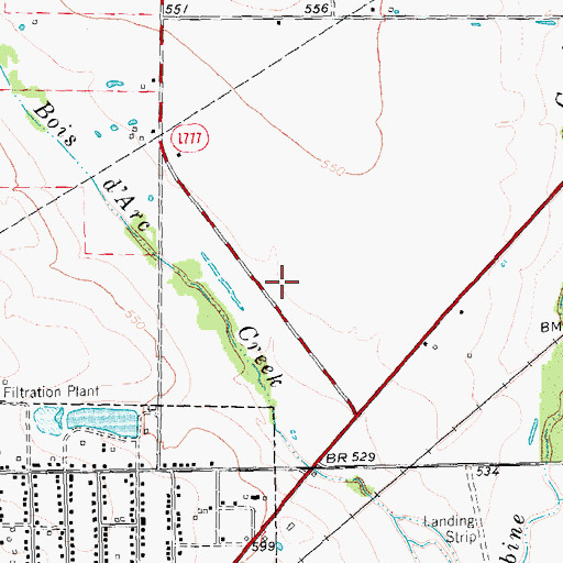 Topographic Map of Bulldog Stadium, TX
