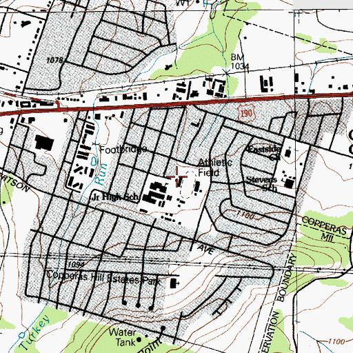 Topographic Map of Bulldog Stadium, TX