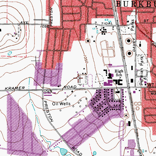 Topographic Map of Bulldog Stadium, TX