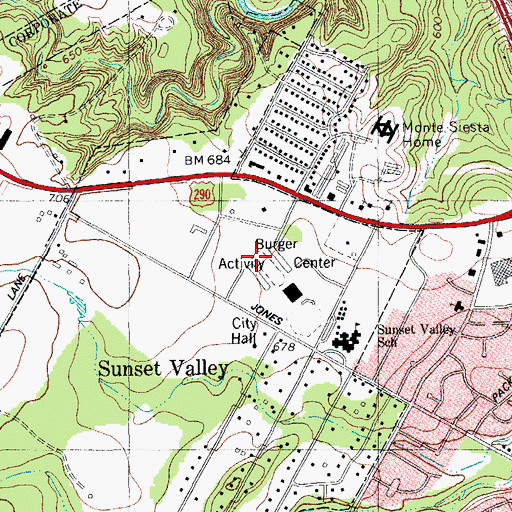 Topographic Map of Burger Stadium - Austin Independent School District, TX