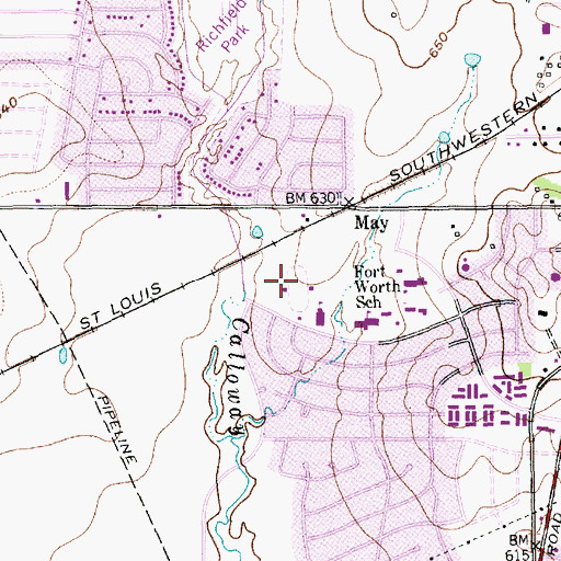 Topographic Map of Barrow Field, TX