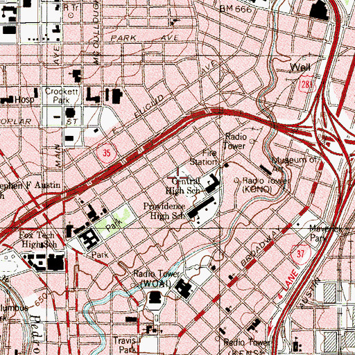 Topographic Map of Button Stadim, TX