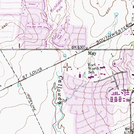 Topographic Map of Cardinal Stadium - Fort Worth Christian School, TX