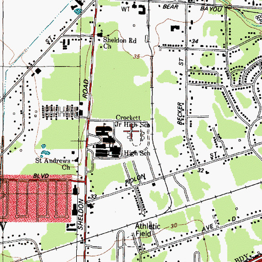 Topographic Map of Channelview Stadium, TX