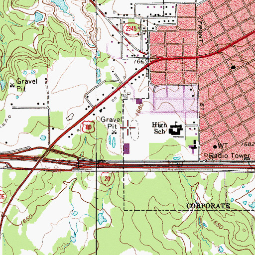 Topographic Map of Chesley Stadium, TX