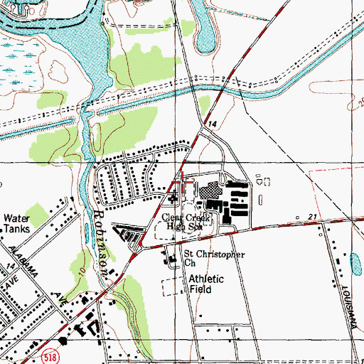 Topographic Map of Clear Creek District Stadium, TX