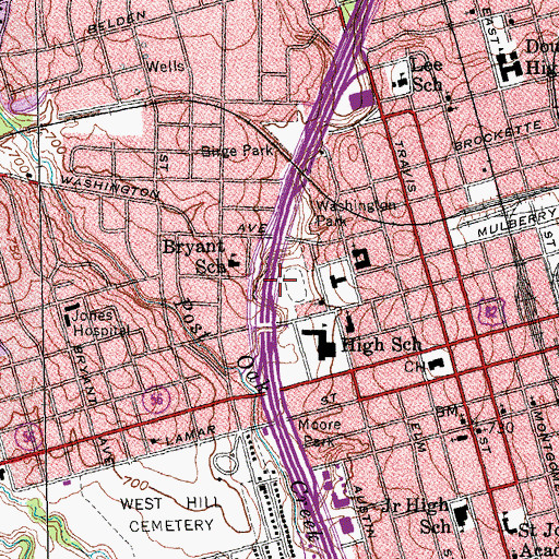 Topographic Map of Bearcat Stadium, TX