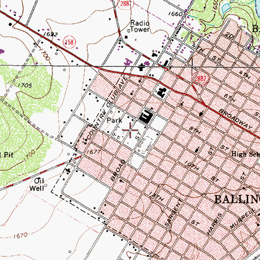 Topographic Map of Bearcat Stadium, TX