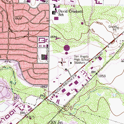 Topographic Map of Bobcat Stadium, TX