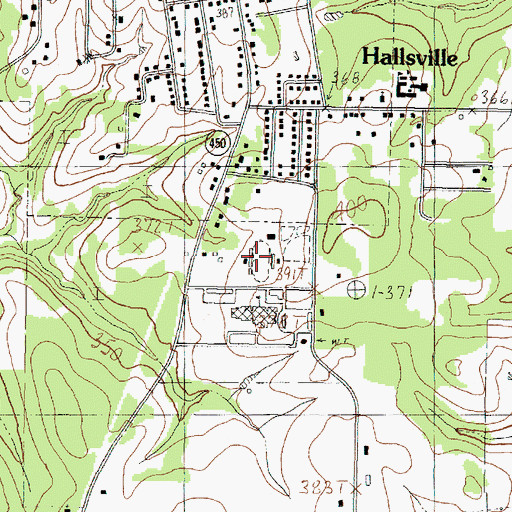 Topographic Map of Bobcat Stadium, TX