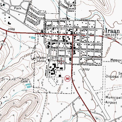 Topographic Map of Brave Stadium, TX