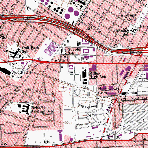 Topographic Map of Buccaneer Stadium, TX