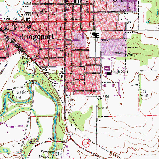 Topographic Map of Bull Memorial Stadium, TX