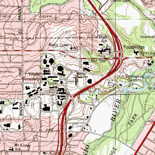 Topographic Map of Alamo Stadium, TX