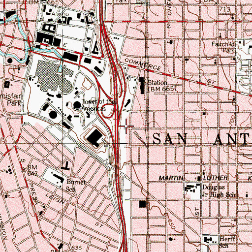 Topographic Map of Alamodome, TX