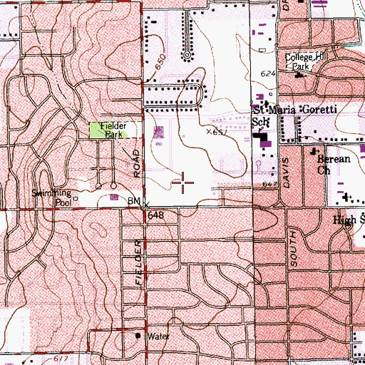 Topographic Map of Allan Saxe Field, TX