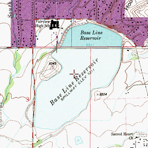Topographic Map of Base Line Reservoir, CO