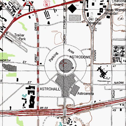 Topographic Map of Astrodome, TX