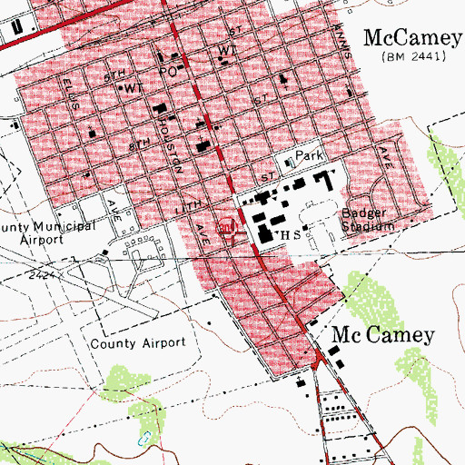Topographic Map of Badger Stadium, TX