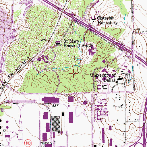 Topographic Map of University of Dallas Baseball Field, TX