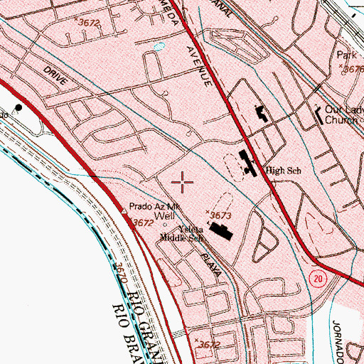 Topographic Map of Ysleta Baseball Field, TX
