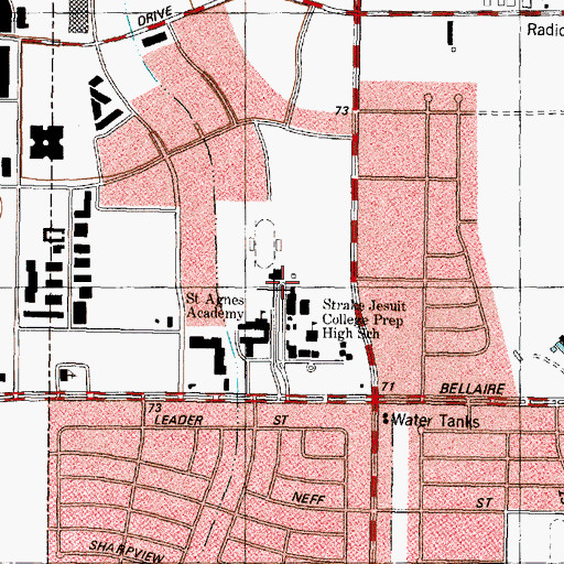 Topographic Map of Elvin M Smith Gymnasium, TX