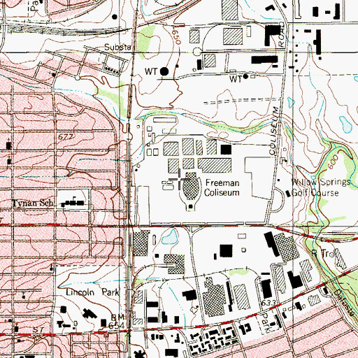 Topographic Map of SBC Center, TX