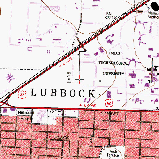 Topographic Map of United Spirit Arena, TX