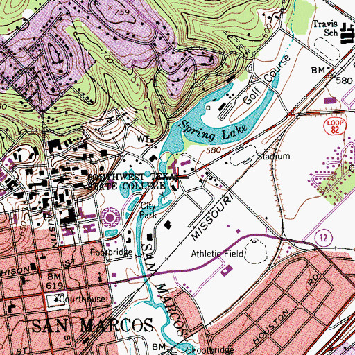 Topographic Map of Strahan Coliseum, TX