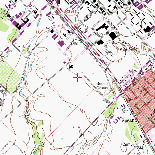 Topographic Map of Reed Arena, TX
